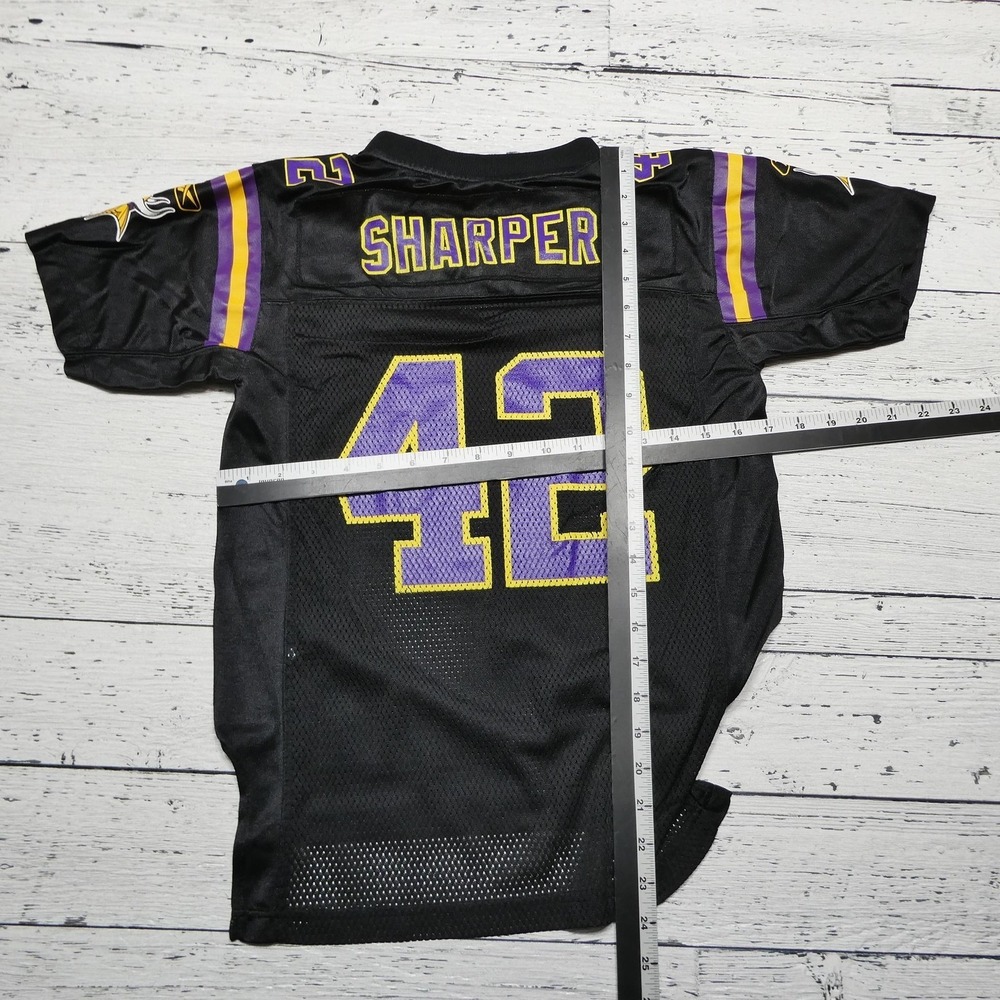Minnesota Vikings Football Jersey Boys Medium Black NFL Reebok Sharper 42 - Picture 9 of 11